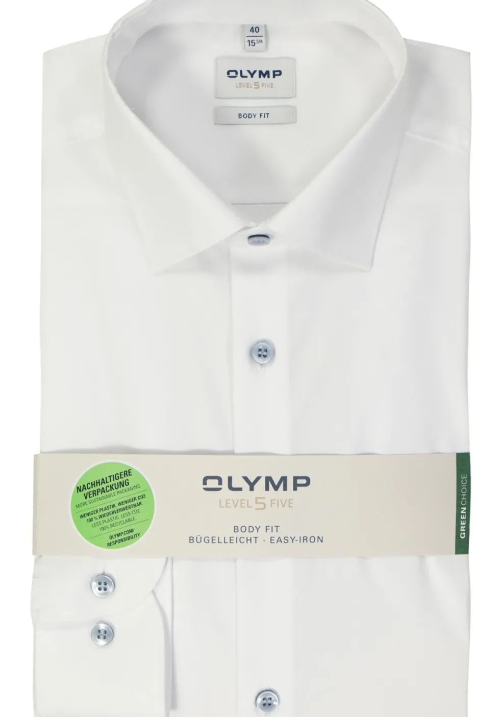 OLYMP Level 5 body fit overhemd, structuur, wit