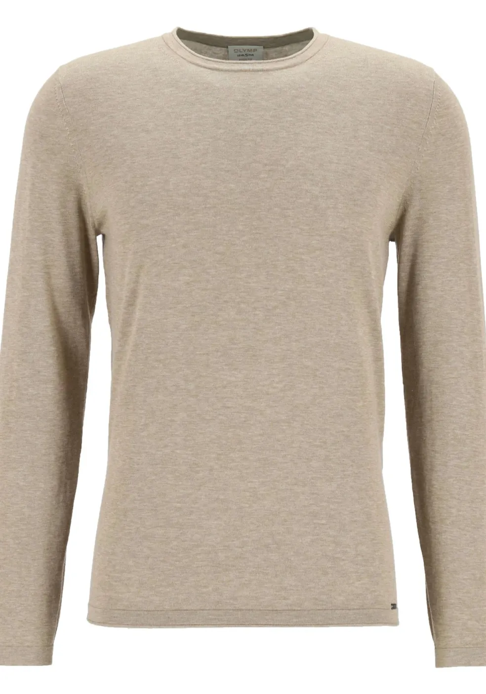 OLYMP Level 5 body fit trui katoen, O-hals, beige