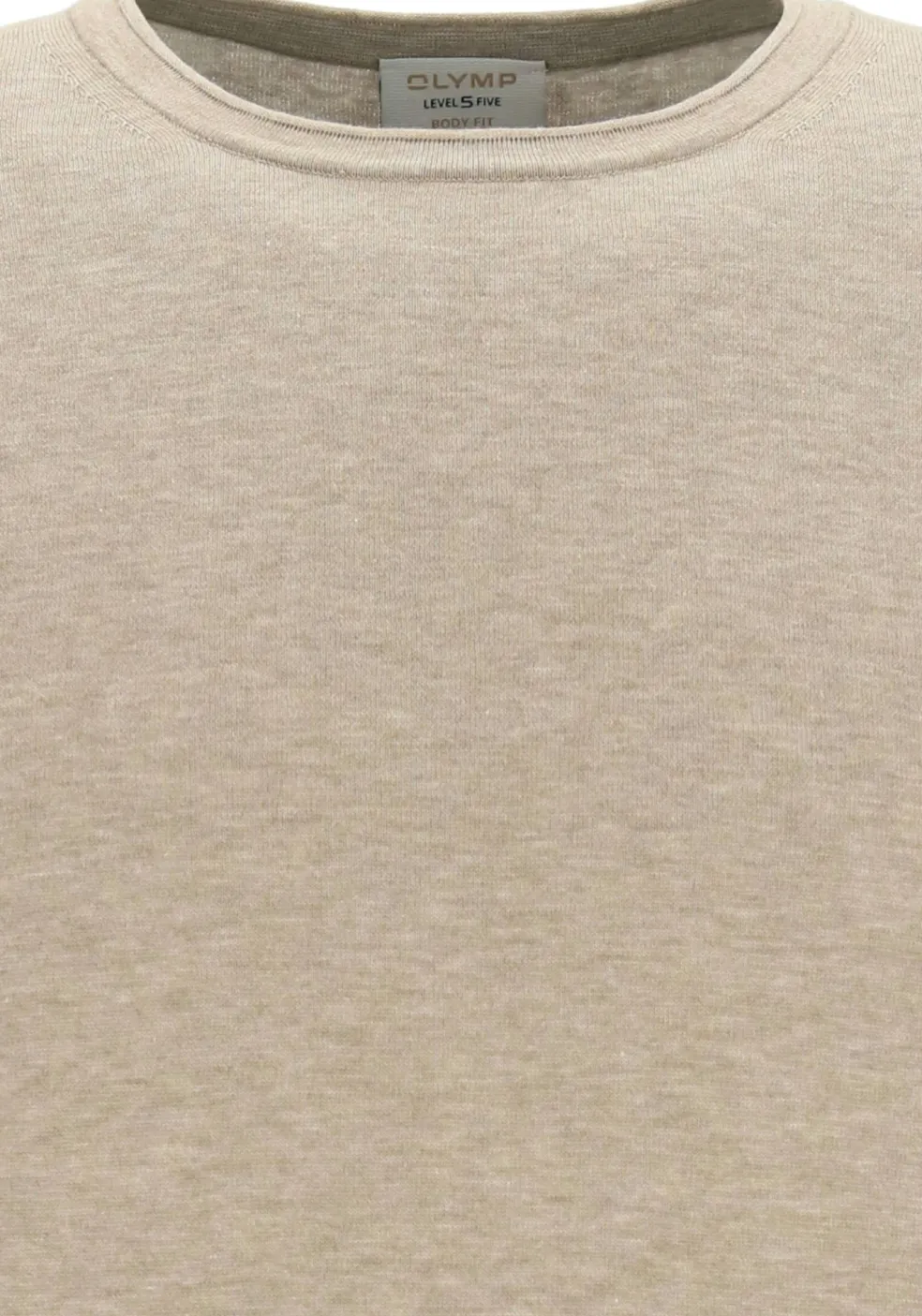 OLYMP Level 5 body fit trui katoen, O-hals, beige