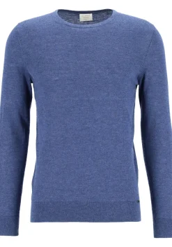 OLYMP Level 5 body fit trui wol met zijde, O-hals, royal blauw