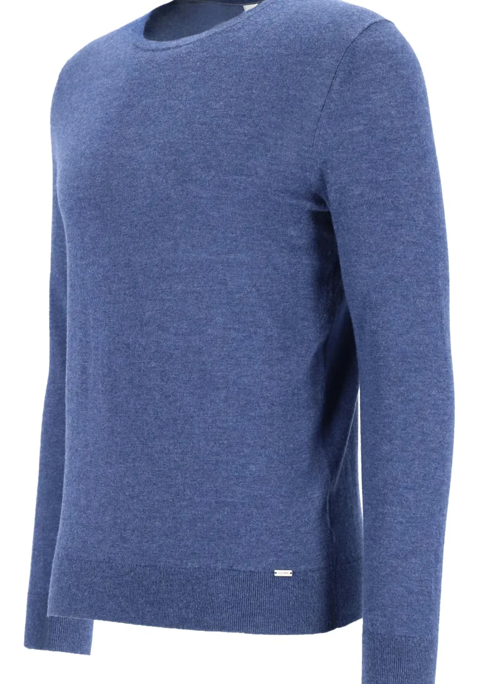 OLYMP Level 5 body fit trui wol met zijde, O-hals, royal blauw