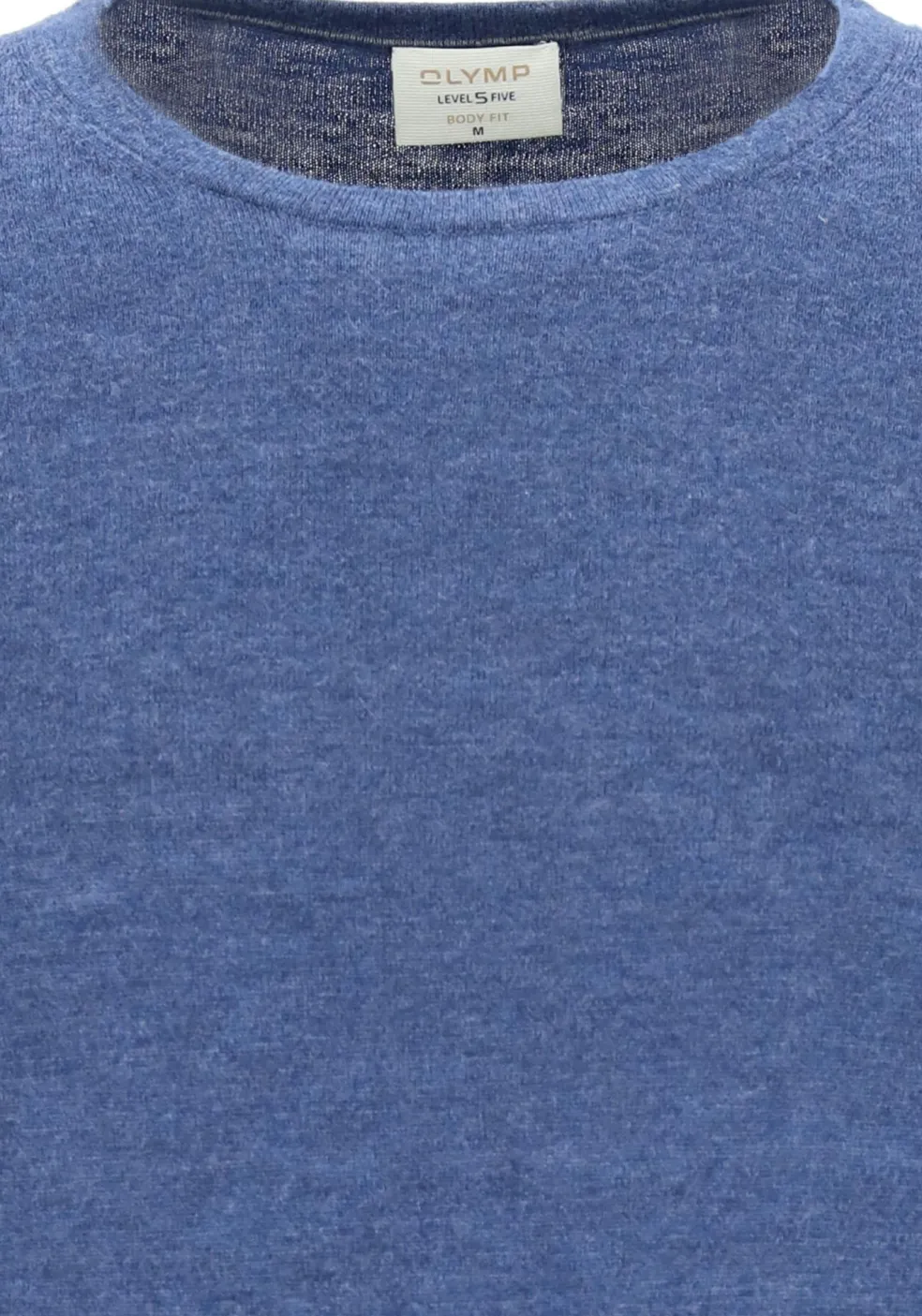 OLYMP Level 5 body fit trui wol met zijde, O-hals, royal blauw