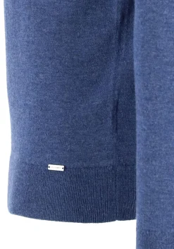OLYMP Level 5 body fit trui wol met zijde, O-hals, royal blauw