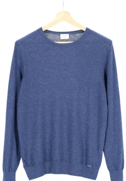 OLYMP Level 5 body fit trui wol met zijde, O-hals, royal blauw