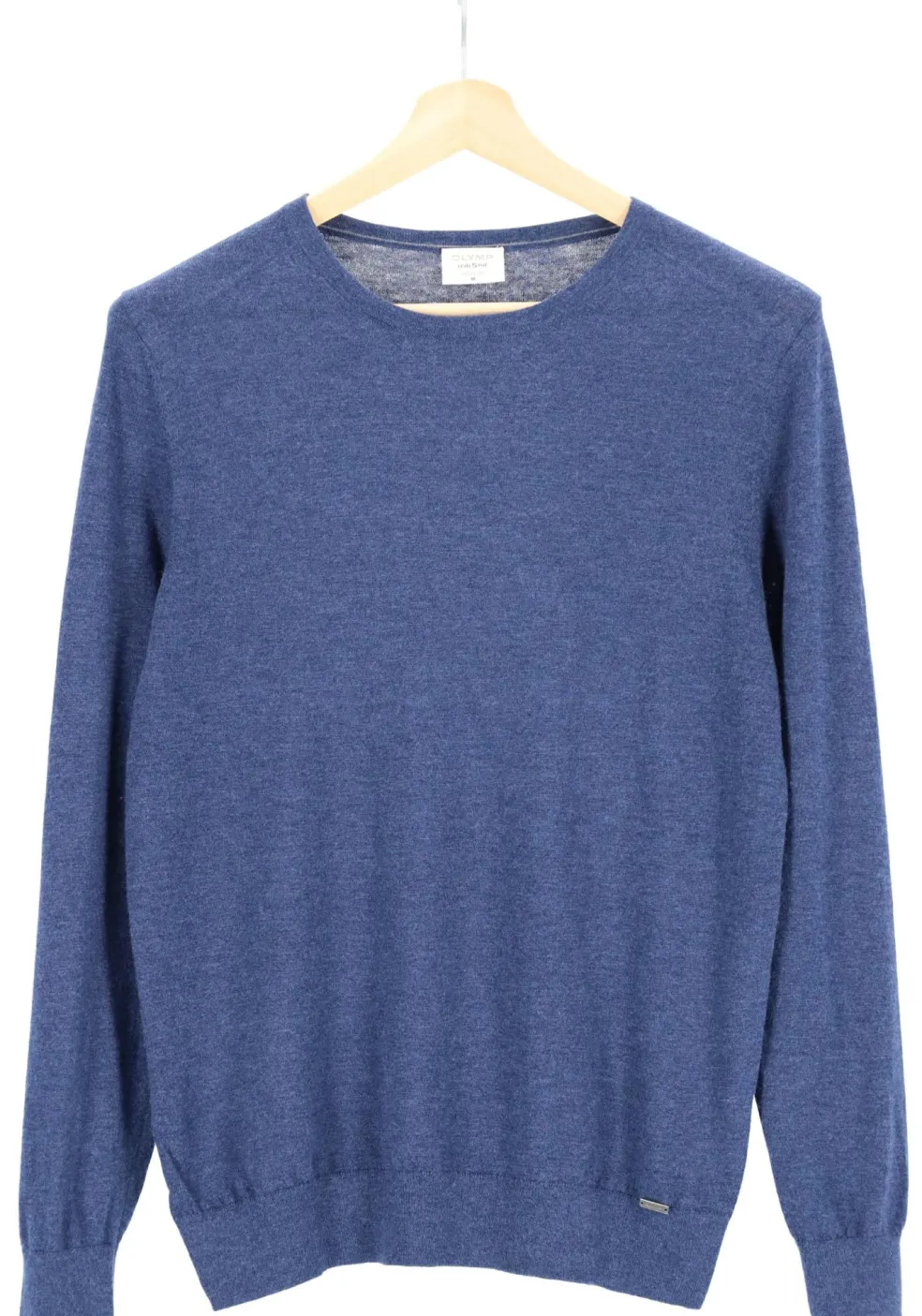 OLYMP Level 5 body fit trui wol met zijde, O-hals, royal blauw