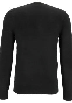 OLYMP Level 5 body fit trui wol met zijde, V-hals, zwart