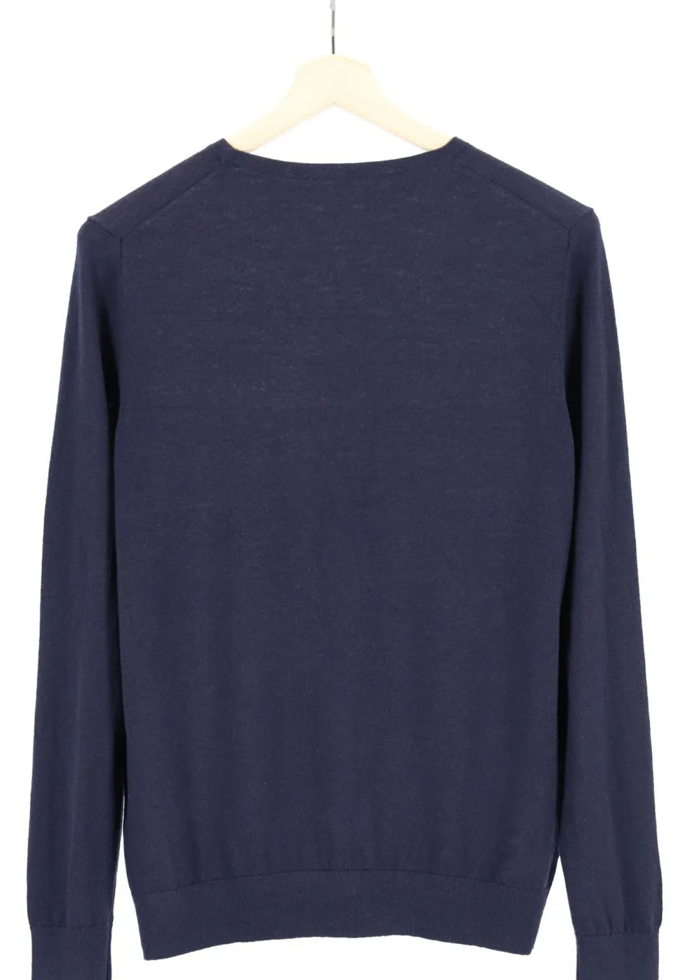 OLYMP Level 5 body fit trui wol met zijde, O-hals, marine blauw