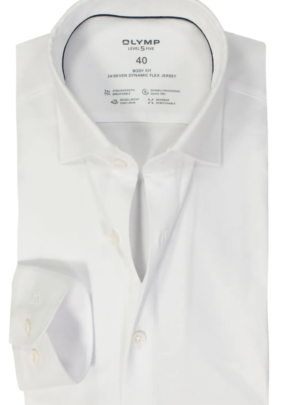 OLYMP Level 5 24/Seven body fit overhemd, wit tricot
