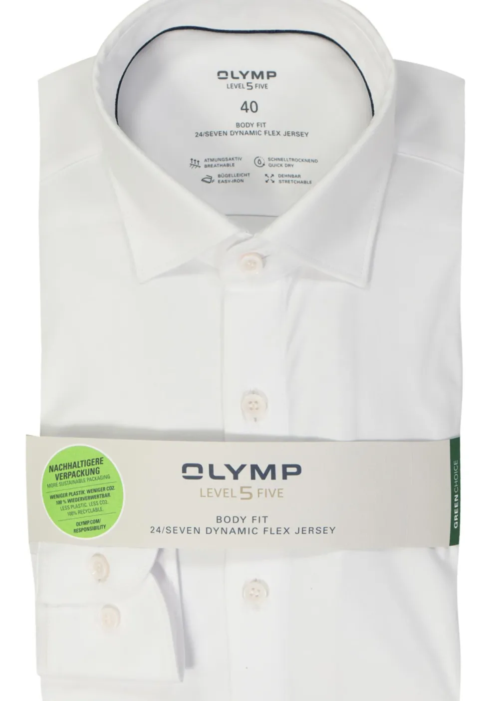 OLYMP Level 5 24/Seven body fit overhemd, wit tricot