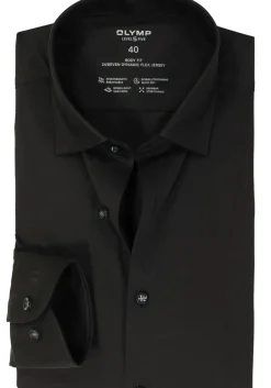 OLYMP Level 5 24/Seven body fit overhemd, zwart tricot