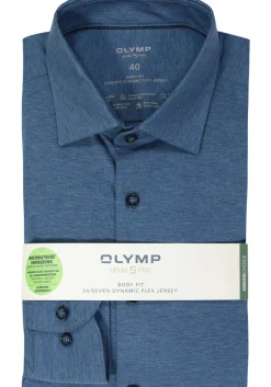 OLYMP Level 5 24/Seven body fit overhemd, rookblauw tricot