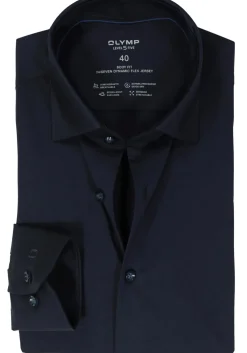 OLYMP Level 5 24/Seven body fit overhemd, marine blauw tricot