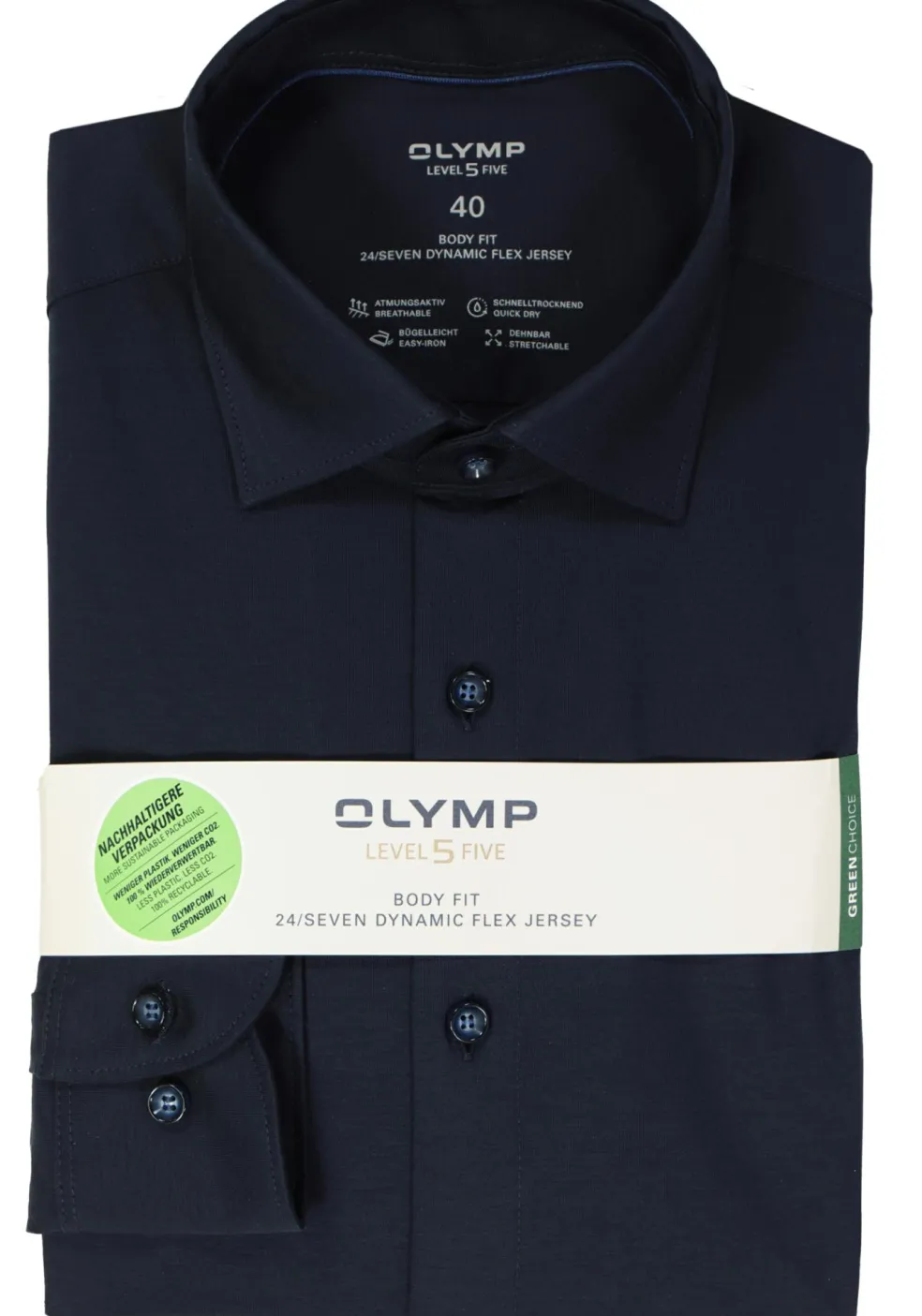 OLYMP Level 5 24/Seven body fit overhemd, marine blauw tricot