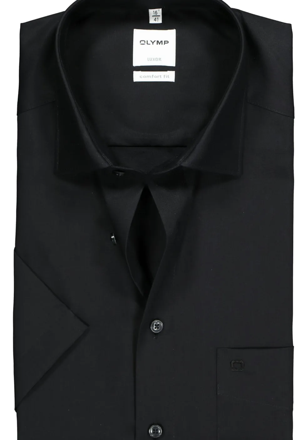OLYMP Luxor comfort fit overhemd, korte mouwen, zwart