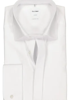 OLYMP Luxor comfort fit overhemd, smoking overhemd, wit, gladde stof met Kent kraag