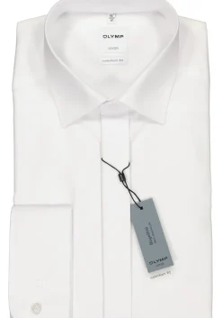OLYMP Luxor comfort fit overhemd, smoking overhemd, wit, gladde stof met Kent kraag