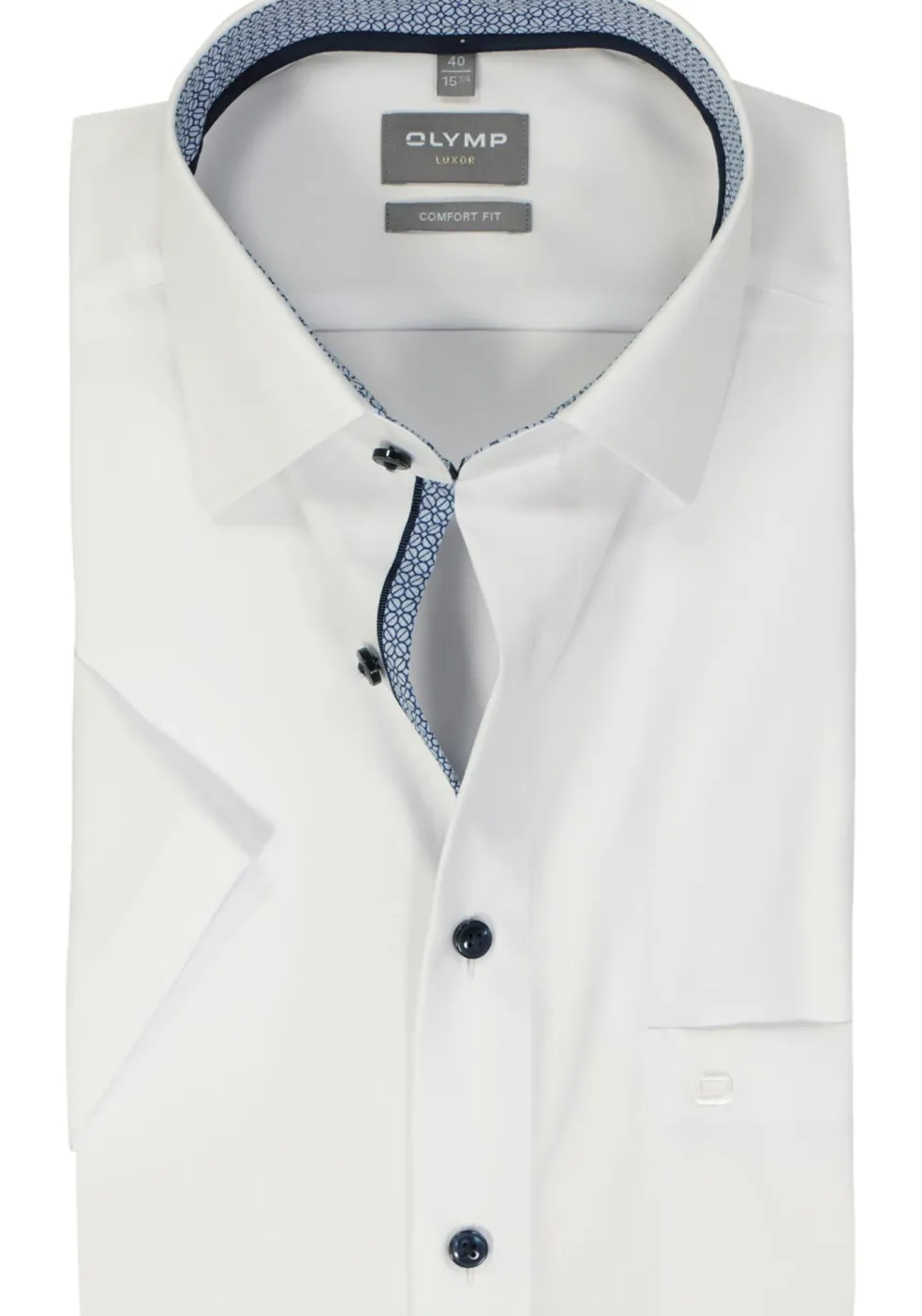 OLYMP Luxor comfort fit overhemd, korte mouw, popeline, wit
