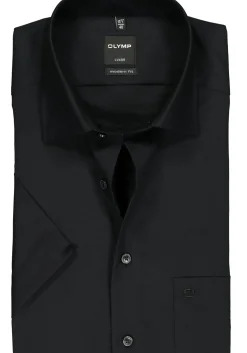 OLYMP Luxor modern fit overhemd, korte mouw, zwart