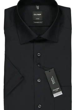 OLYMP Luxor modern fit overhemd, korte mouw, zwart