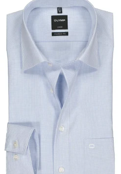 OLYMP Luxor modern fit overhemd, blauw met wit geruit
