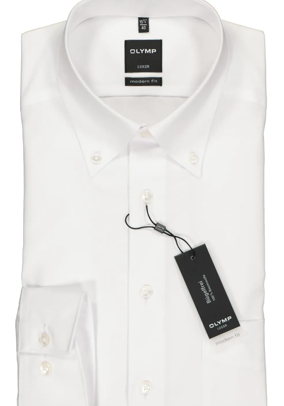 OLYMP Luxor modern fit overhemd, wit met button-down kraag