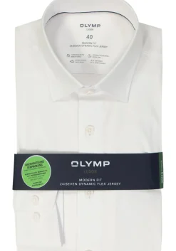 OLYMP Luxor 24/Seven modern fit overhemd, wit tricot