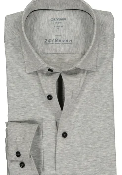 OLYMP Luxor 24/Seven modern fit overhemd, zilvergrijs tricot