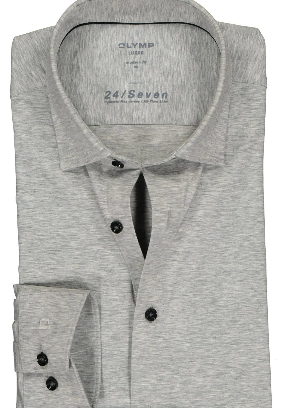 OLYMP Luxor 24/Seven modern fit overhemd, zilvergrijs tricot