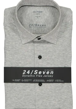 OLYMP Luxor 24/Seven modern fit overhemd, zilvergrijs tricot