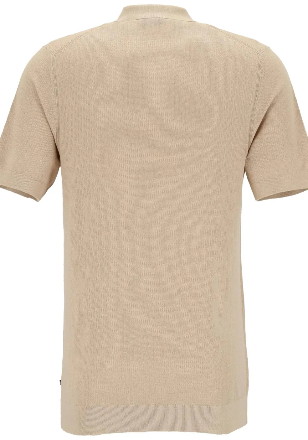 OLYMP modern fit gebreide polo katoen met hennep, structuur, korte mouw, beige