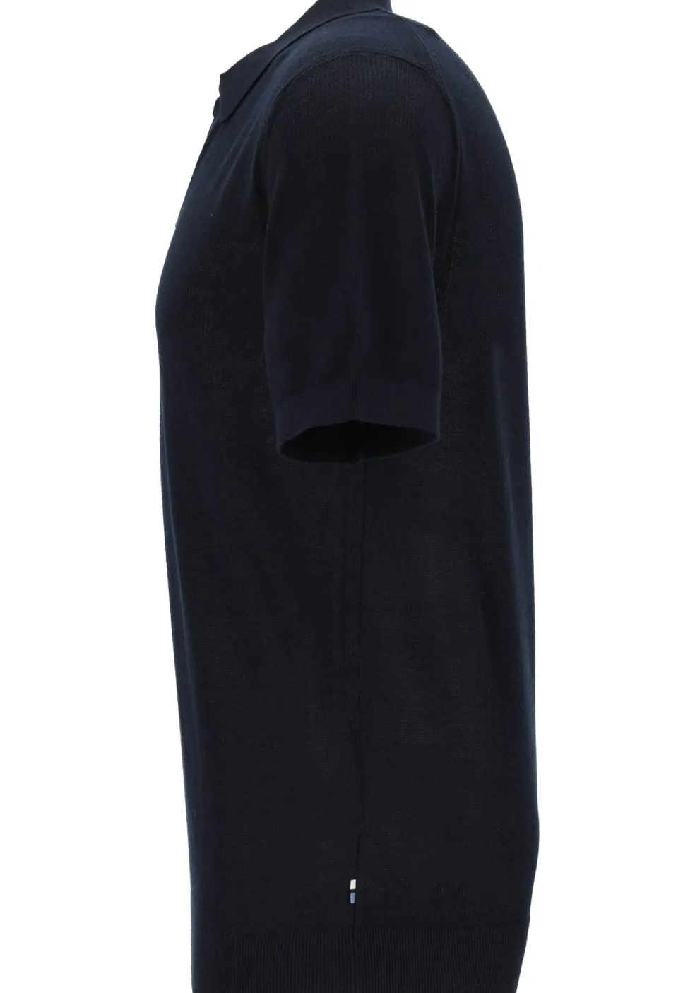 OLYMP modern fit gebreide polo katoen met hennep, structuur, korte mouw, marine blauw