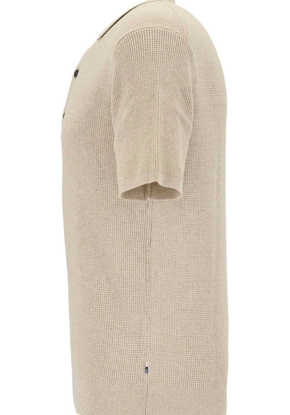 OLYMP modern fit gebreide polo katoen, structuur, korte mouw, beige