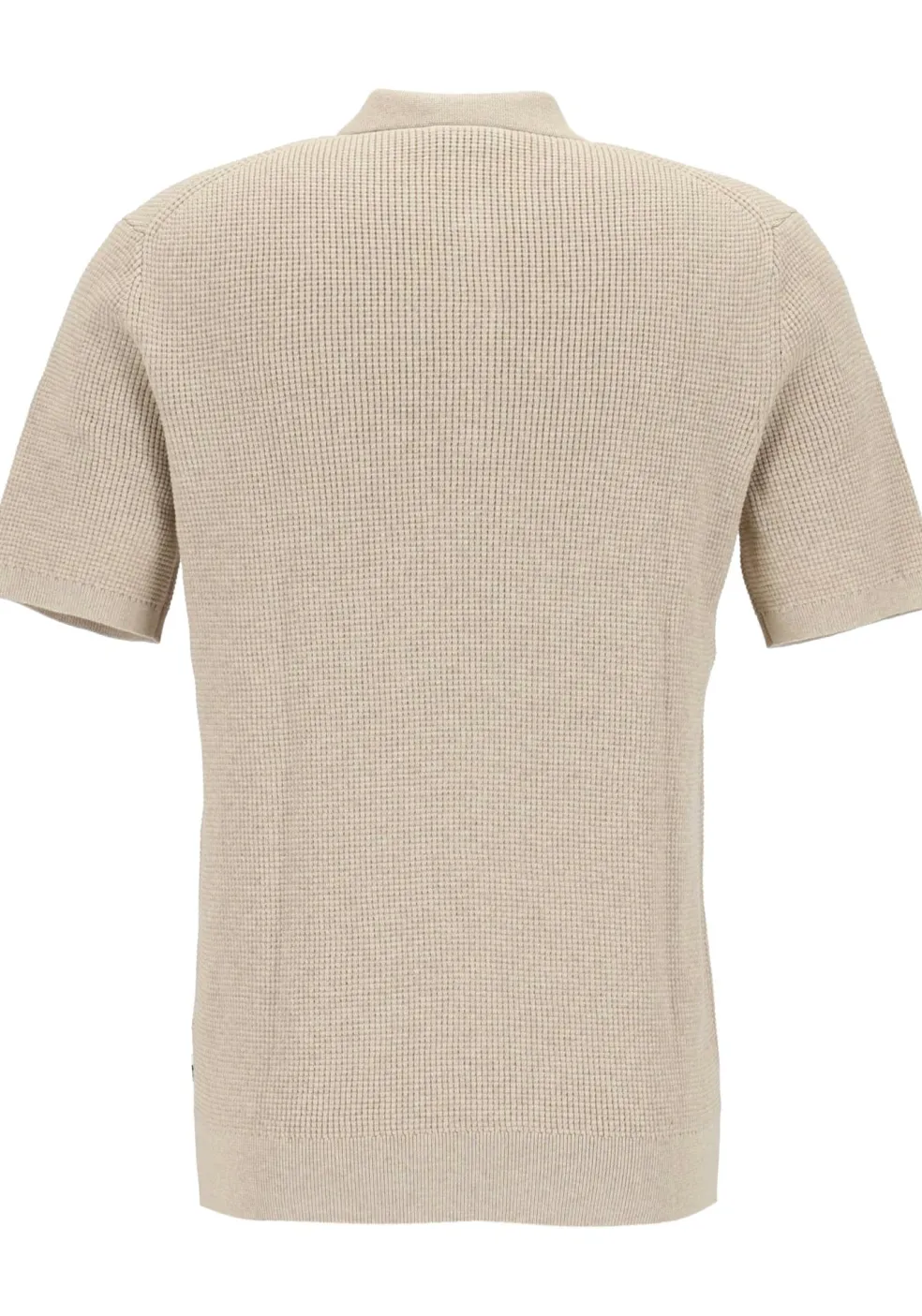 OLYMP modern fit gebreide polo katoen, structuur, korte mouw, beige