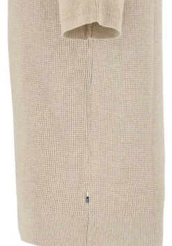 OLYMP modern fit gebreide polo katoen, structuur, korte mouw, beige