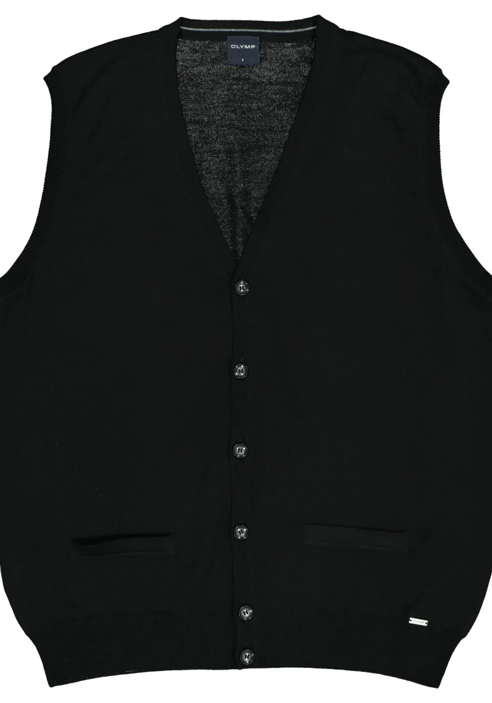 OLYMP modern fit mouwloos vest wol, V-hals, zwart