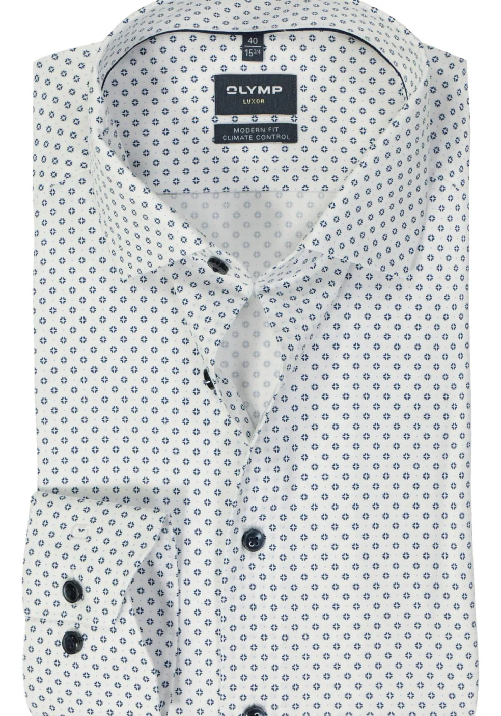 OLYMP 24/7 modern fit overhemd, dobby, wit dessin
