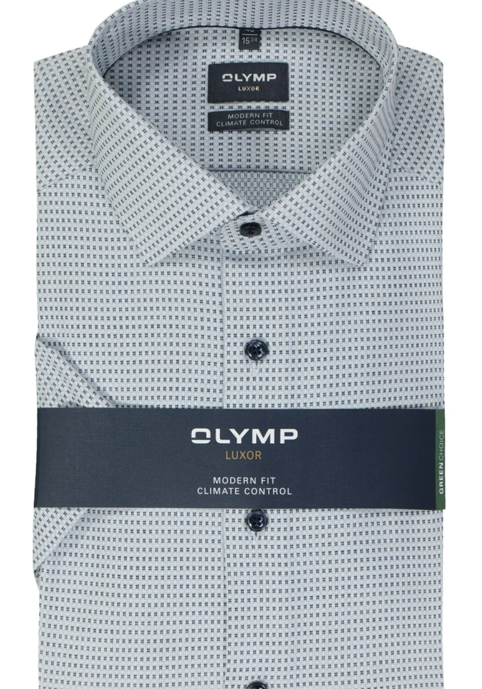 OLYMP 24/7 modern fit overhemd, korte mouw, structuur, lichtblauw