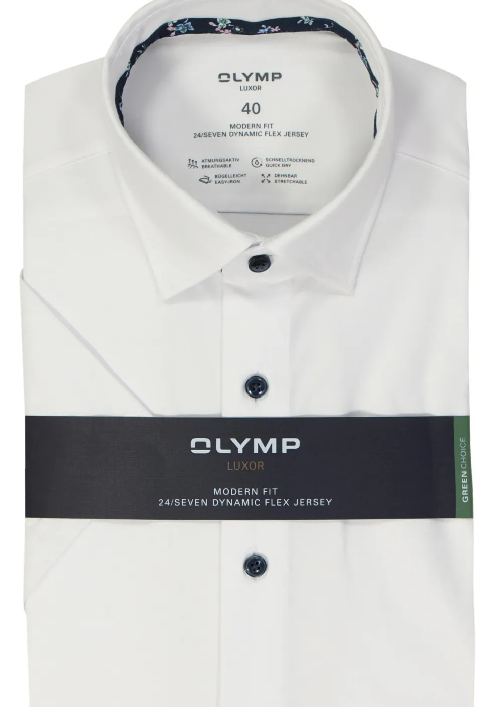 OLYMP 24/7 modern fit overhemd, korte mouw, tricot, wit