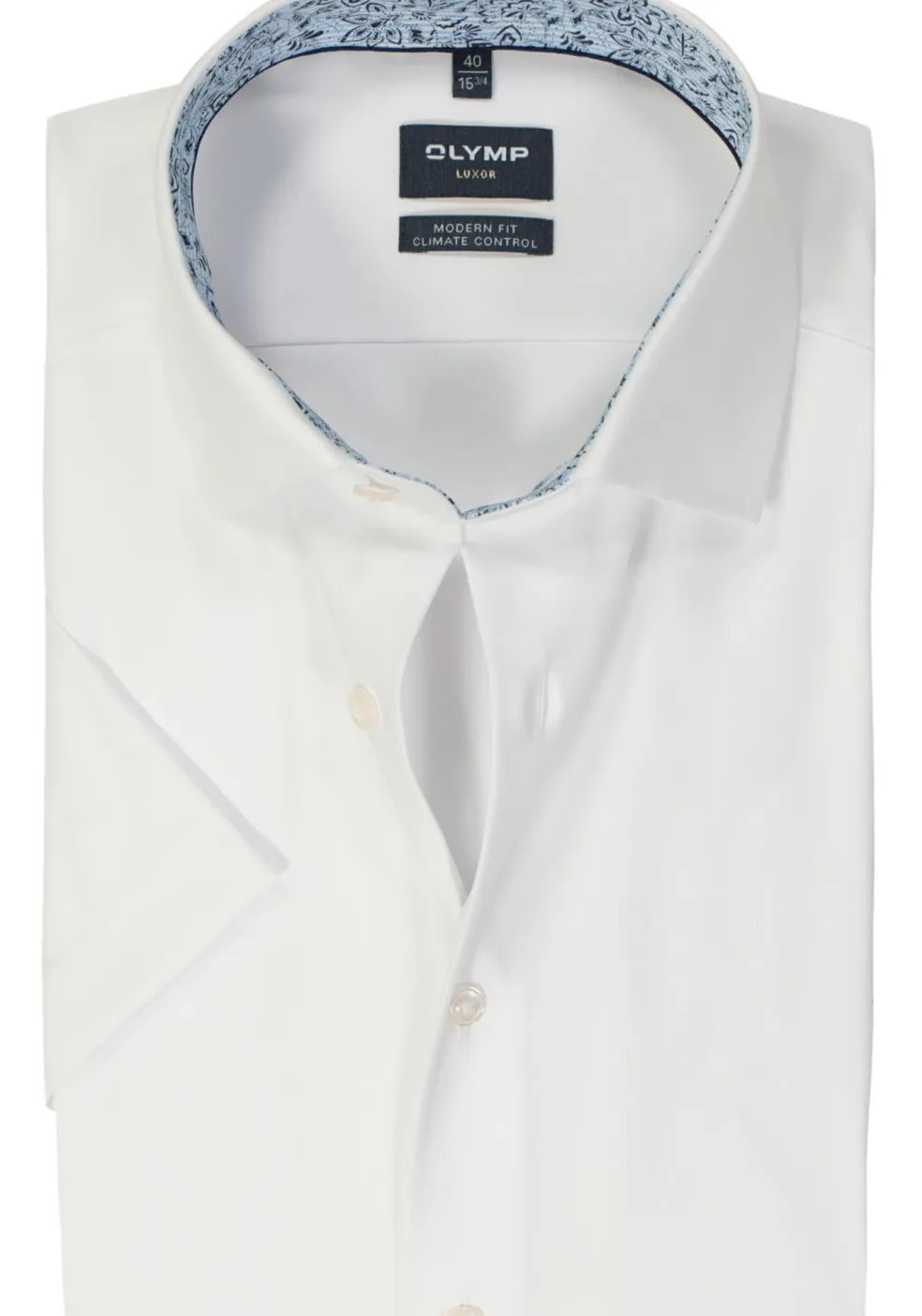OLYMP 24/7 modern fit overhemd, korte mouw, twill, wit