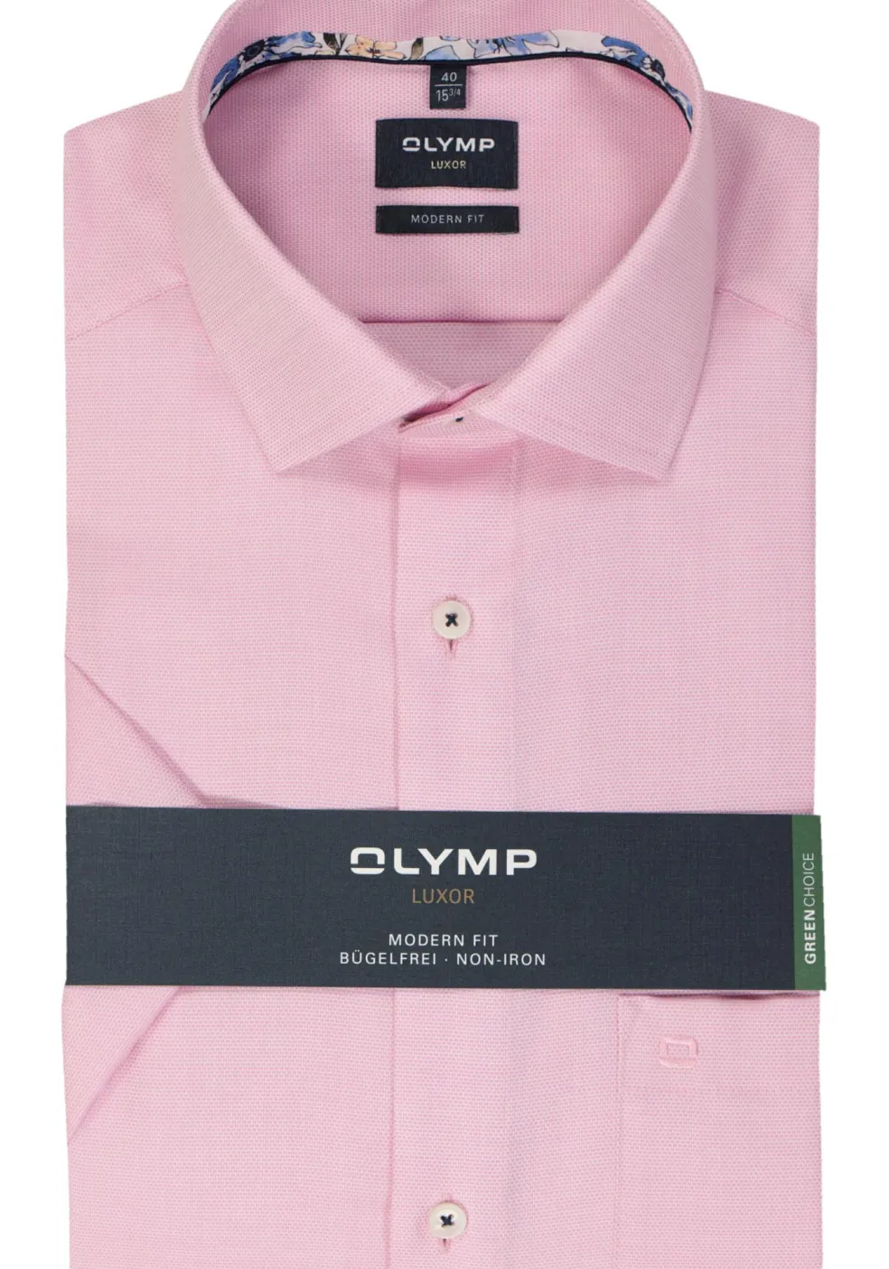 OLYMP modern fit overhemd, korte mouw, structuur, roze