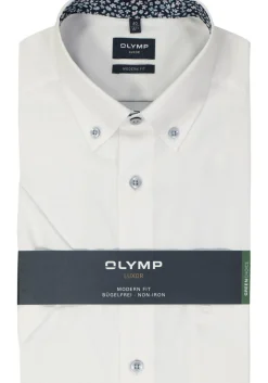 OLYMP modern fit overhemd, korte mouw, popeline, wit