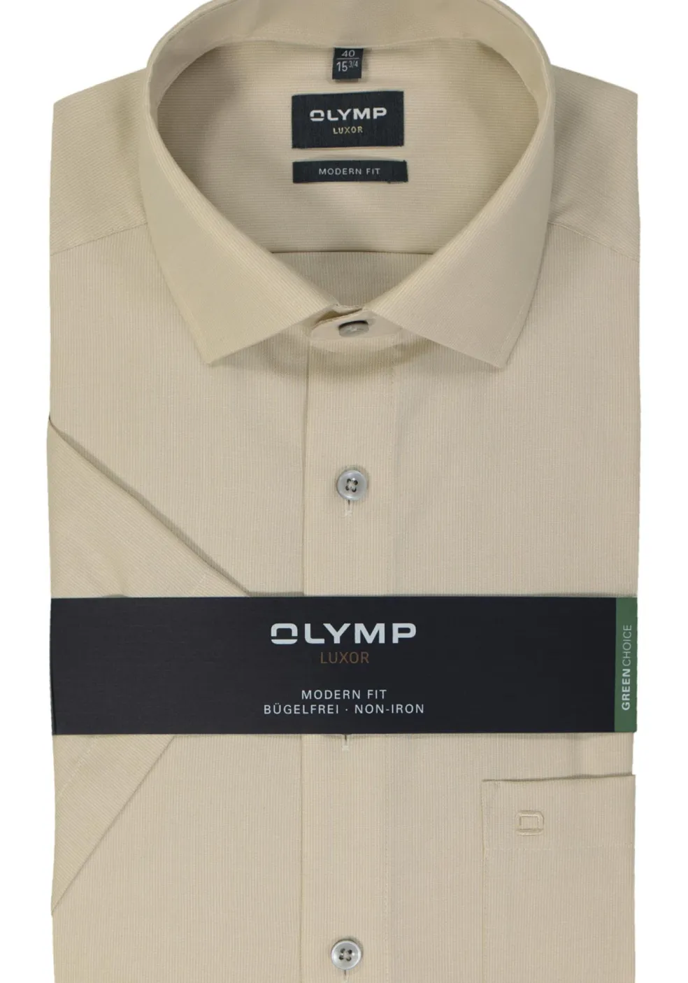 OLYMP modern fit overhemd, korte mouw, structuur, beige