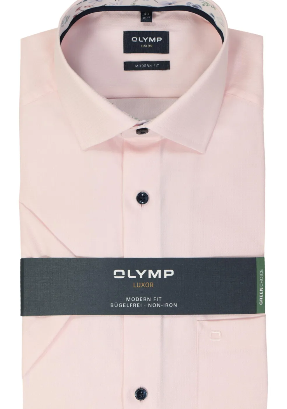 OLYMP modern fit overhemd, korte mouw, structuur, roze