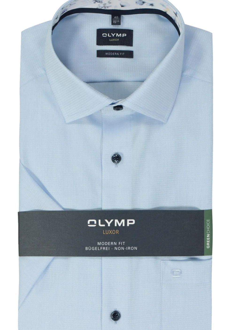 OLYMP modern fit overhemd, korte mouw, structuur, lichtblauw