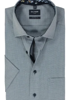 OLYMP modern fit overhemd, korte mouw, structuur, marine blauw