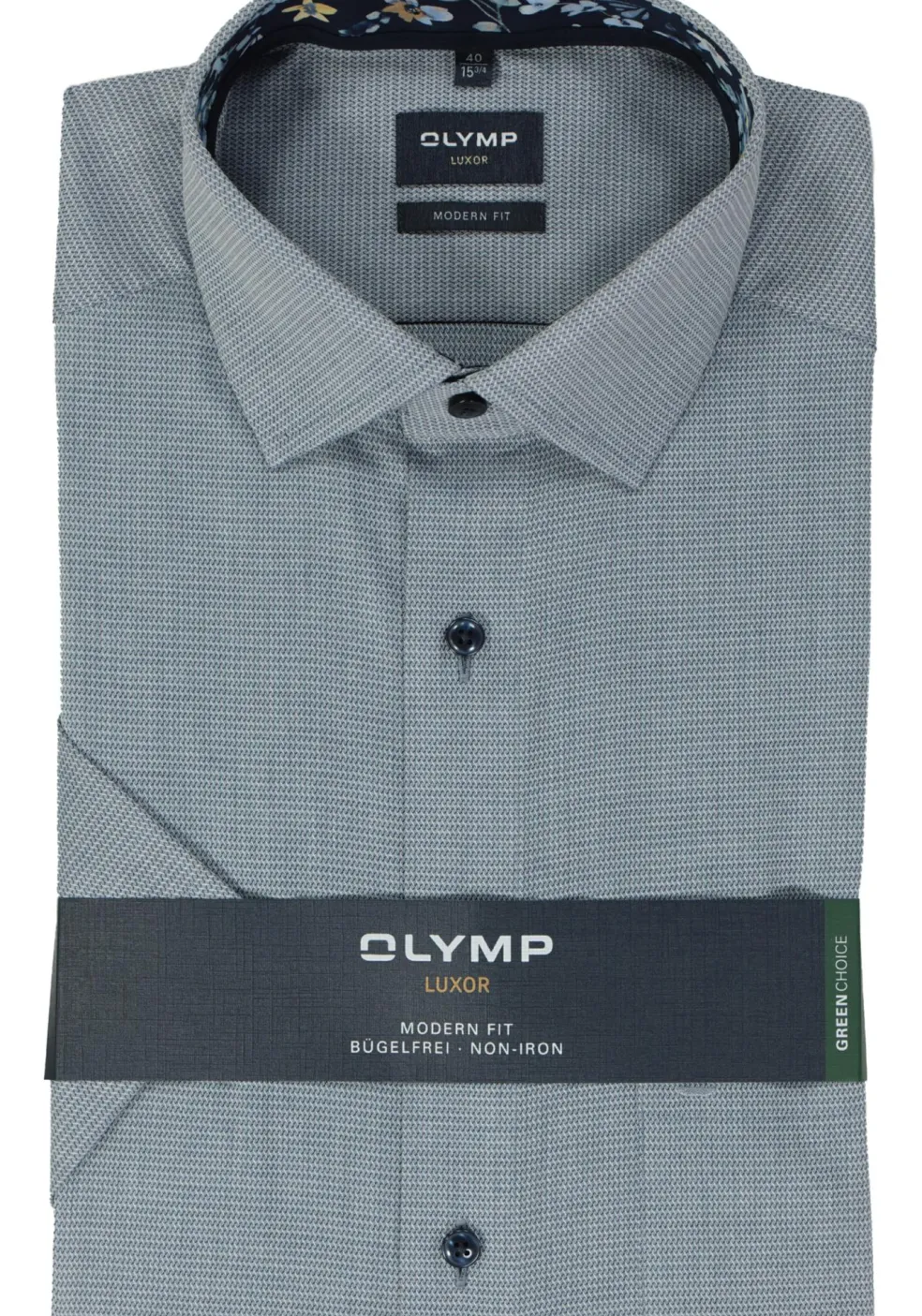 OLYMP modern fit overhemd, korte mouw, structuur, marine blauw