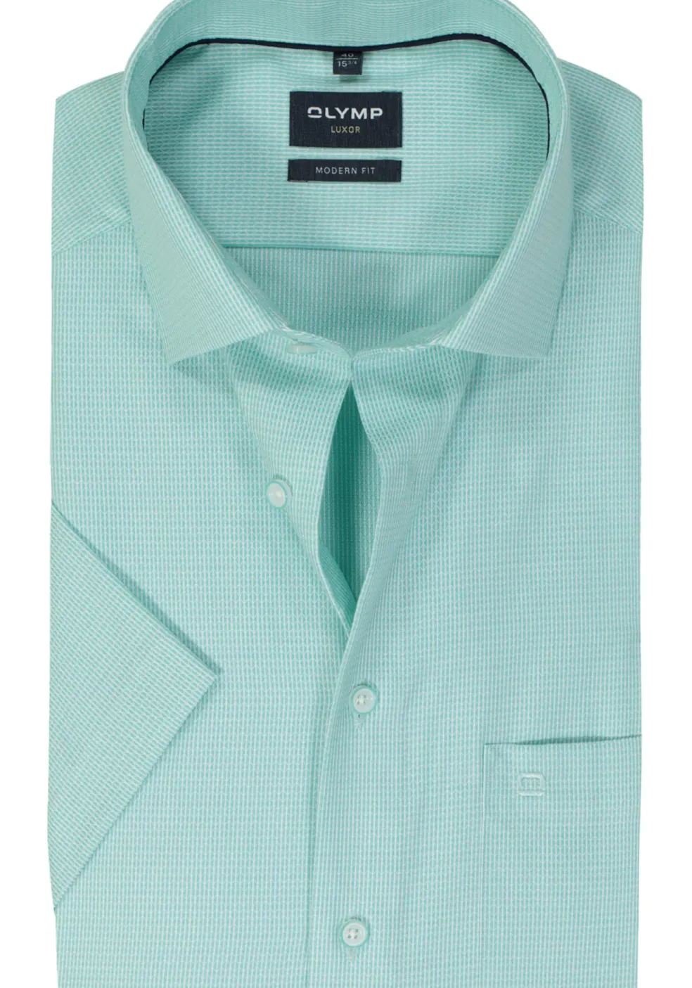 OLYMP modern fit overhemd, korte mouw, structuur, mint groen