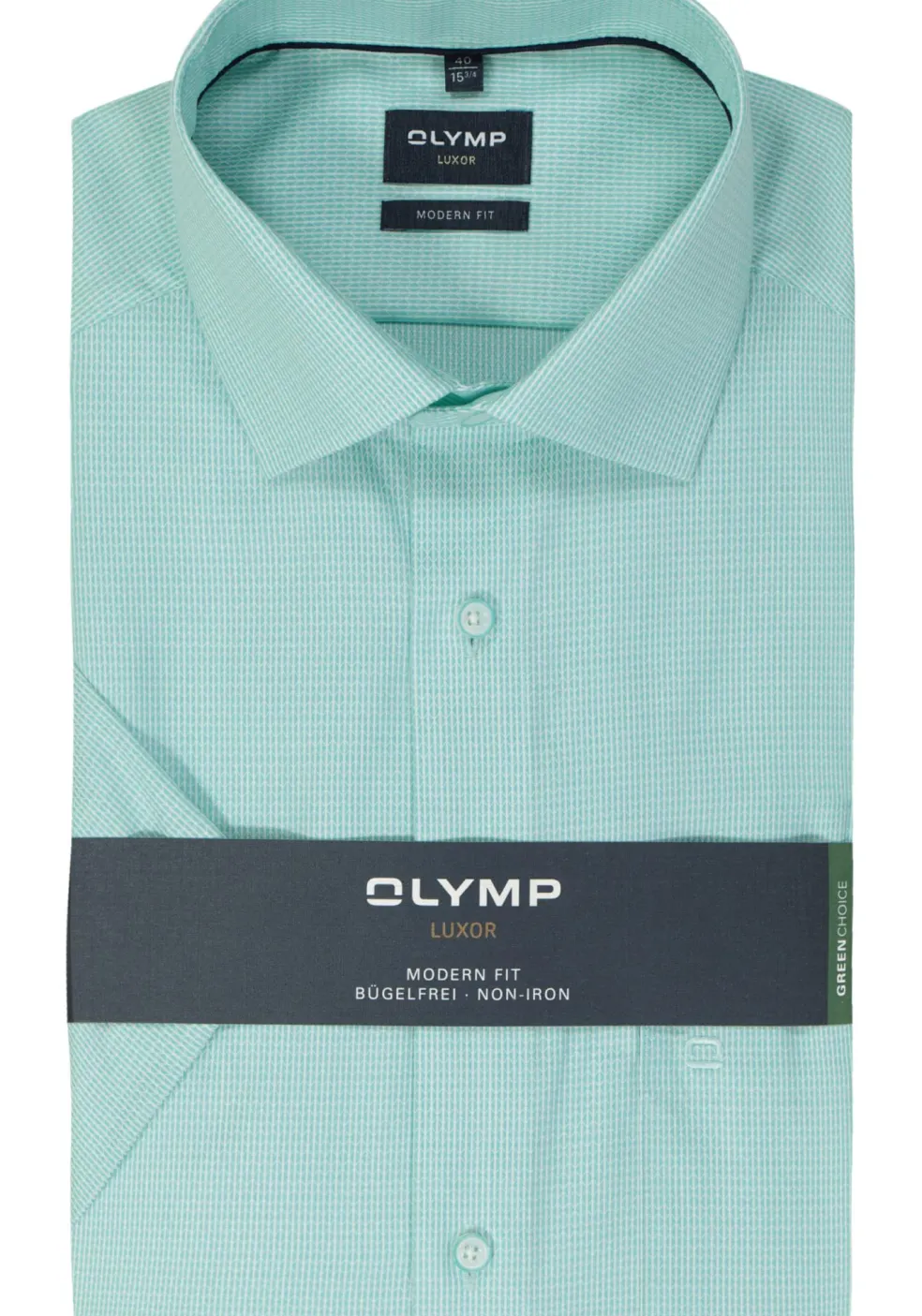 OLYMP modern fit overhemd, korte mouw, structuur, mint groen