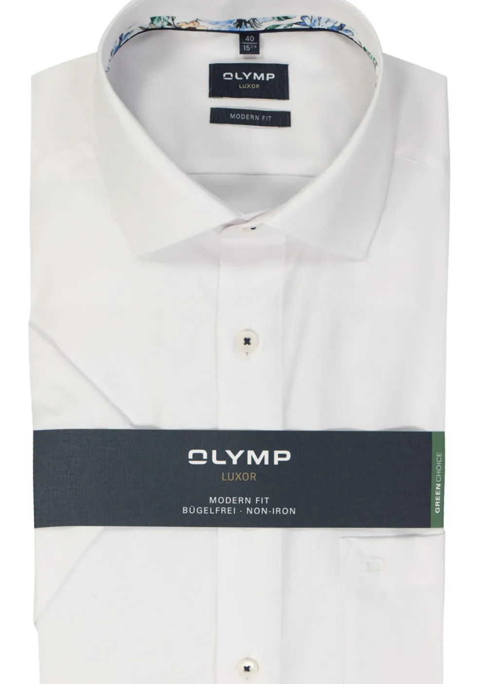 OLYMP modern fit overhemd, korte mouw, structuur, wit