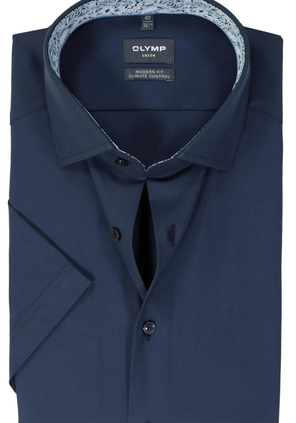OLYMP 24/7 modern fit overhemd, korte mouw, twill, marine blauw